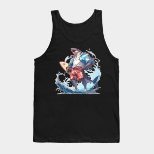 Muscle Beach Anime Shark Surfer Tank Top